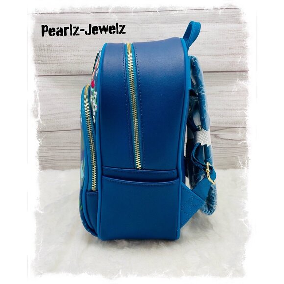 Loungefly Sleeping Beauty Aurora Floral Blue Mini Backpack BoxLunch NWT